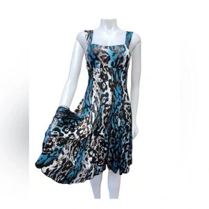 Frank Lyman Animal Print  Sequins Sleeveless Midi Dress Size 4